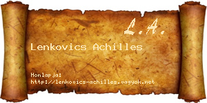Lenkovics Achilles névjegykártya